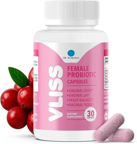 VLISS Vaginal Probiotic for Women | 5B CFU Lactobacillus + Cranberry | Supports pH Balance, Odor & Yeast | 30 Vegan Capsules | Made in USA in Kuwait