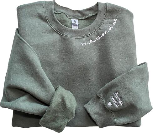 NAZENTI-Custom Mama Embroidered Sweatshirt Kids Names-Personalized Gifts For New Mom, Mommy Birthday, Mothers Day, Christmas in Saudi Arabia