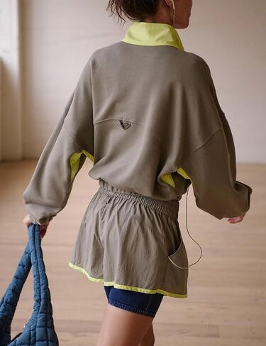 Quarter Button Sweatsuits Women Oversized Color Block Sweatshirts Sets Shorts Tracksuits 2025 Casual 2 Piece Outfits in Kuwait