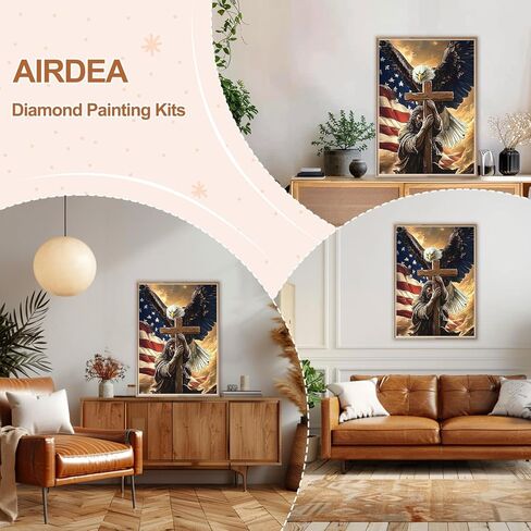 Airdea Diamond Art Paints Kits للبالغين ، ومجموعات فن الخشخاش الماس للبالغين ، و 12 × 16 بوصة DIY Paints Paints Red and Whit in Saudi Arabia