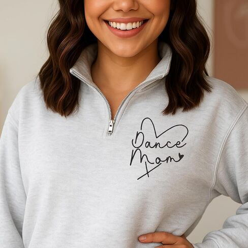 NAZENTI Personalized Embroidered Dance Mom Quarter Zip Sweatshirts, Ballet Sweatshirt For Women, Ballerina, Gymnastic Shirt in Saudi Arabia