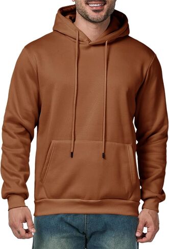 Mens Hoodies Pullover Casual Long Sleeve Drawstring Athletic Hooded Sweatshirt with Pockets in Saudi Arabia