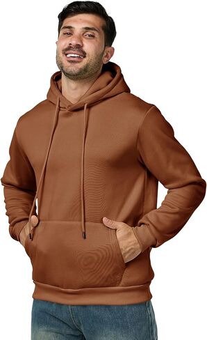 Mens Hoodies Pullover Casual Long Sleeve Drawstring Athletic Hooded Sweatshirt with Pockets in Saudi Arabia
