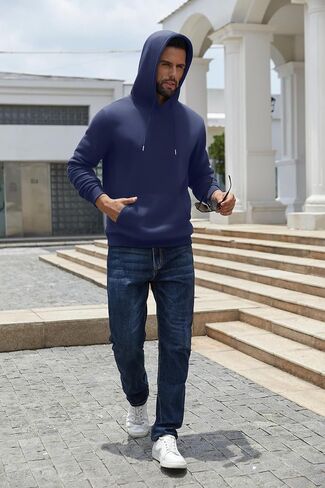 COOFANDY Men's Hoodies Pullover Fleece Lined Hoodie Casual Long Sleeve Drawstring Hooded Sweatshirts with Kanga Pocket in Saudi Arabia
