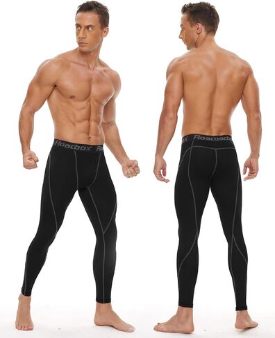 Roadbox 3 Pack Compression Pants Men, Performance Running Workout Sports Leggings, Gym Basketball Athletic Tights Base Layer in Saudi Arabia