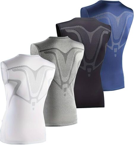 Men's Slimming Sleeveless Compression Shirt，Seamless Invisible Undershirt，Quick-Drying Breathable Shaper Tank top 4pack in Saudi Arabia