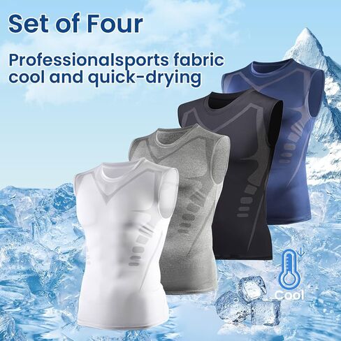 Men's Slimming Sleeveless Compression Shirt，Seamless Invisible Undershirt，Quick-Drying Breathable Shaper Tank top 4pack in Saudi Arabia