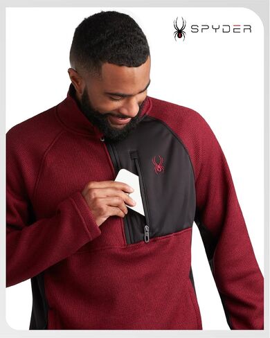 Spyder Mens Quarter Zip Pullover Sweatshirt - كلاسيكي الصوف 1/4 Zip Pullover Mens Golf Tirts للتنزه في التمرين in Saudi Arabia