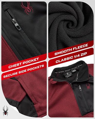 Spyder Mens Quarter Zip Pullover Sweatshirt - كلاسيكي الصوف 1/4 Zip Pullover Mens Golf Tirts للتنزه في التمرين in Saudi Arabia