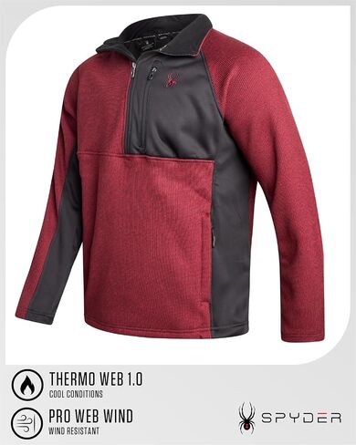 Spyder Mens Quarter Zip Pullover Sweatshirt - كلاسيكي الصوف 1/4 Zip Pullover Mens Golf Tirts للتنزه في التمرين in Saudi Arabia