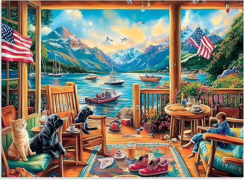 500 قطعة لغز للبالغين ، Summer Cat Beach Jigsaw Puzzle للبالغين أطفال المراهقين ، وألغاز من الورق المقوى المعاد تدويره 500 قطعة لكبار السن ، والتحديات GAME GAME هدية للمتعة العائلية ، 20.5 × 15 في in Kuwait