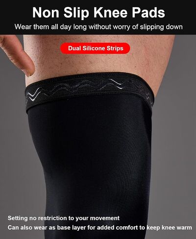 2 Pairs Full Leg Compression Sleeve, Anti-slip Calf Compression Sleeve Women Men, Long Leg Sleeves for Basketball Running in Saudi Arabia