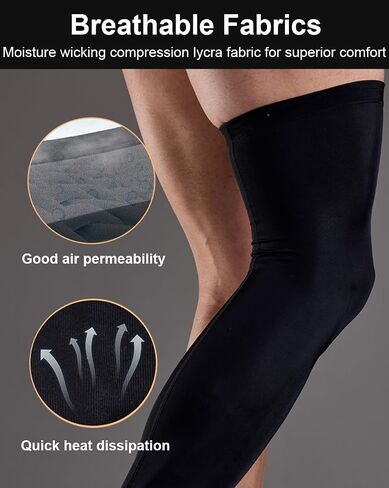 2 Pairs Full Leg Compression Sleeve, Anti-slip Calf Compression Sleeve Women Men, Long Leg Sleeves for Basketball Running in Saudi Arabia