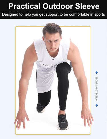 2 Pairs Full Leg Compression Sleeve, Anti-slip Calf Compression Sleeve Women Men, Long Leg Sleeves for Basketball Running in Saudi Arabia