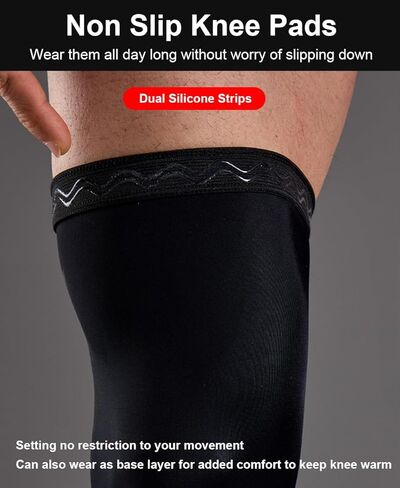2 Pairs Full Leg Compression Sleeve, Anti-slip Calf Compression Sleeve Women Men, Long Leg Sleeves for Basketball Running in Saudi Arabia