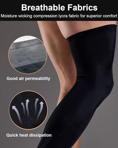 2 Pairs Full Leg Compression Sleeve, Anti-slip Calf Compression Sleeve Women Men, Long Leg Sleeves for Basketball Running in Saudi Arabia