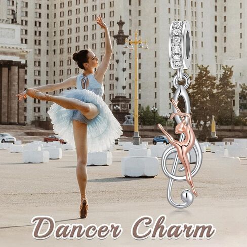 Music Note Charm 925 Sterling Silver Dance Charm Beads for Bracelet Ballerina Dancer Music Theme Jewelry Recital Competition Gifts for Women in Kuwait