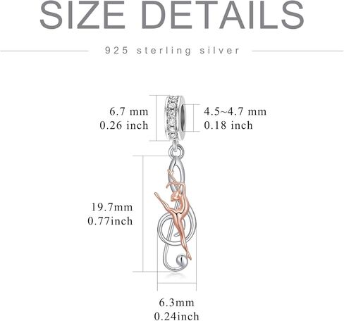 Music Note Charm 925 Sterling Silver Dance Charm Beads for Bracelet Ballerina Dancer Music Theme Jewelry Recital Competition Gifts for Women in Kuwait