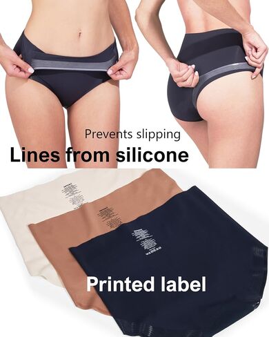 ملخصات الخصر عالية الانزلاق مع خطوط السيليكون ، ملابس داخلية سوداء سلسة ، بولي أميد ، غوس القطن ، التنفس in Kuwait