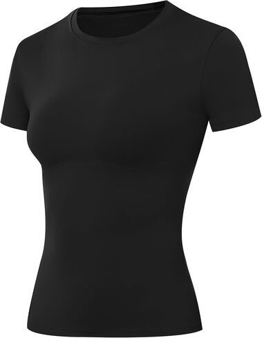 Women's Compression Shirt Short Sleeve Workout Tops Athletic T-Shirts Base Layer for Gym Running Yoga Sports in Saudi Arabia