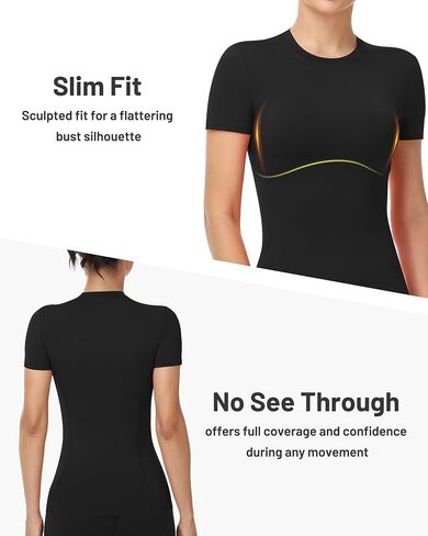 Women's Compression Shirt Short Sleeve Workout Tops Athletic T-Shirts Base Layer for Gym Running Yoga Sports in Saudi Arabia