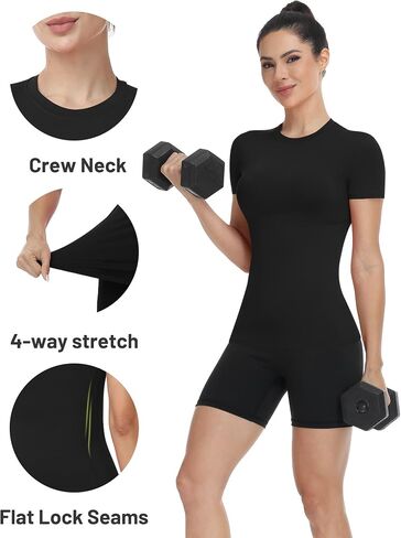 Women's Compression Shirt Short Sleeve Workout Tops Athletic T-Shirts Base Layer for Gym Running Yoga Sports in Saudi Arabia