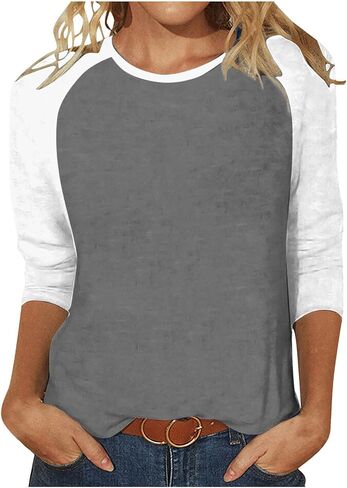 Custom Shirt, Your Own Design Text/Photo/Image/Logo Women Printed Tshirt Patchwork 3/4 Sleeve Blouse Tops in Saudi Arabia