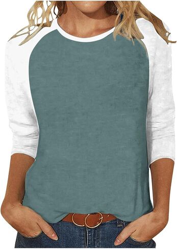 Custom Shirt, Your Own Design Text/Photo/Image/Logo Women Printed Tshirt Patchwork 3/4 Sleeve Blouse Tops in Saudi Arabia
