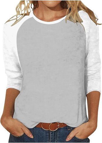 Custom Shirt, Your Own Design Text/Photo/Image/Logo Women Printed Tshirt Patchwork 3/4 Sleeve Blouse Tops in Saudi Arabia