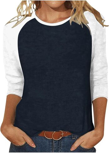 Custom Shirt, Your Own Design Text/Photo/Image/Logo Women Printed Tshirt Patchwork 3/4 Sleeve Blouse Tops in Saudi Arabia
