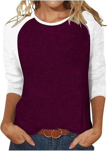 Custom Shirt, Your Own Design Text/Photo/Image/Logo Women Printed Tshirt Patchwork 3/4 Sleeve Blouse Tops in Saudi Arabia