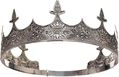 SWEETV King Crown for Men, Lion Crown for Male, Antique Silver Men's Tiara Prince Diadem, Royal Medieval Costume Hair Accessories for Cosplay Birthday Knight Halloween in Saudi Arabia