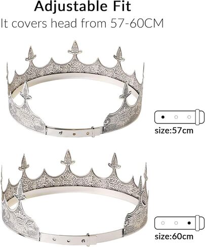 SWEETV King Crown for Men, Lion Crown for Male, Antique Silver Men's Tiara Prince Diadem, Royal Medieval Costume Hair Accessories for Cosplay Birthday Knight Halloween in Saudi Arabia