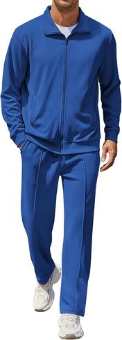 Coofandy Men للرجال غير الرسمي للعروع 2 قطعة رياضية الكاملة zip tracksuit jacquard مجموعة السترات الموضة وزيت السراويل in Saudi Arabia