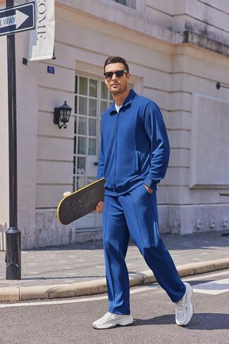 Coofandy Men للرجال غير الرسمي للعروع 2 قطعة رياضية الكاملة zip tracksuit jacquard مجموعة السترات الموضة وزيت السراويل in Saudi Arabia