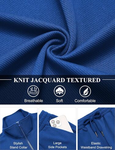 Coofandy Men للرجال غير الرسمي للعروع 2 قطعة رياضية الكاملة zip tracksuit jacquard مجموعة السترات الموضة وزيت السراويل in Saudi Arabia