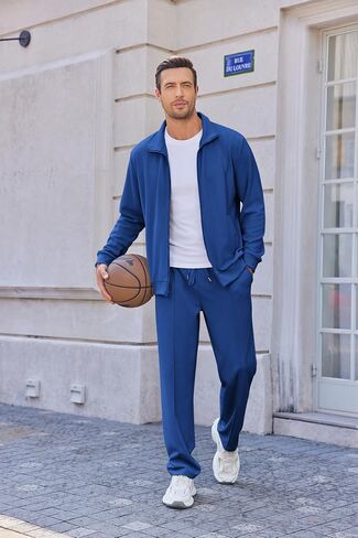 Coofandy Men للرجال غير الرسمي للعروع 2 قطعة رياضية الكاملة zip tracksuit jacquard مجموعة السترات الموضة وزيت السراويل in Saudi Arabia