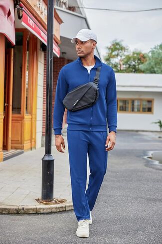 Coofandy Men للرجال غير الرسمي للعروع 2 قطعة رياضية الكاملة zip tracksuit jacquard مجموعة السترات الموضة وزيت السراويل in Saudi Arabia