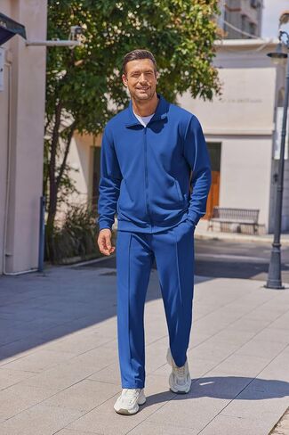 Coofandy Men للرجال غير الرسمي للعروع 2 قطعة رياضية الكاملة zip tracksuit jacquard مجموعة السترات الموضة وزيت السراويل in Saudi Arabia