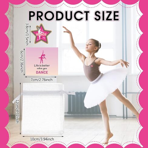 Misdary 24 Set Dance Gifts Include Ballet Lapel Pins Card Organza Bags for Dance Party Favors Ballet Award Pins Cute Button Birthday Graduation Gifts in Kuwait