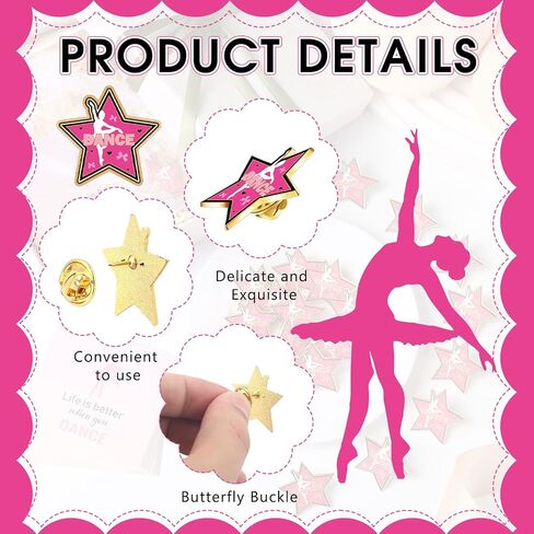 Misdary 24 Set Dance Gifts Include Ballet Lapel Pins Card Organza Bags for Dance Party Favors Ballet Award Pins Cute Button Birthday Graduation Gifts in Kuwait