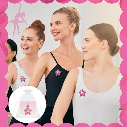Misdary 24 Set Dance Gifts Include Ballet Lapel Pins Card Organza Bags for Dance Party Favors Ballet Award Pins Cute Button Birthday Graduation Gifts in Kuwait