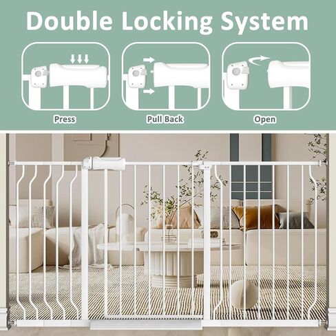 TSAYAWA 59" Extra Tall Cat Gate for Doorways, 29.6-53.1 Inches Extra Tall Pet Gate for Cats Walking Thru, Pressure Mounted Tall Wide Dog Gates Indoor for Babies, Cat Safety Gate for Stairs Hallways in Saudi Arabia