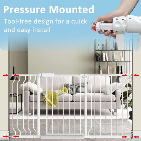 Tsayawa 59 "بوابة قطة طويلة طويلة للمداخل ، 29.6-53.1 بوصة زهرية إضافية للقطط للقطط المشي من خلال ، والضغط شبابي على بوابات الكلاب الطويلة الداخلية للأطفال ، بوابة أمان القطط للسلالم الممرات in Kuwait