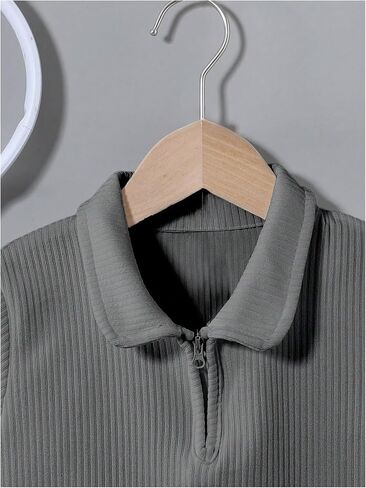 Boy's 2 Piece Clothing Set Short Sleeve 1/4 Zip T-shirts and Ribbed Knit Shorts in Saudi Arabia