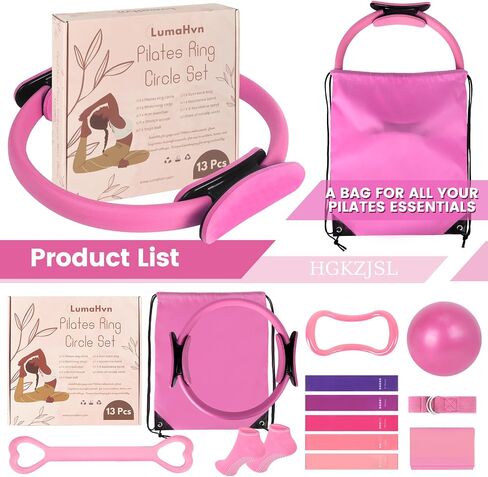 Home Pilates Essentials Kit for Women,Pilates Equipment Set with 9 Inch Yoga Ball,Figure 8 Resistance Band,Pilates Bands & Accessories,Pilates Ring and Ball Set for Beginners Home Workouts in Kuwait