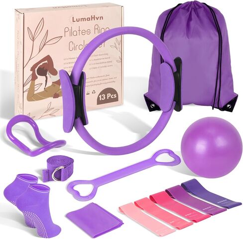 Home Pilates Essentials Kit for Women,Pilates Equipment Set with 9 Inch Yoga Ball,Figure 8 Resistance Band,Pilates Bands & Accessories,Pilates Ring and Ball Set for Beginners Home Workouts in Kuwait