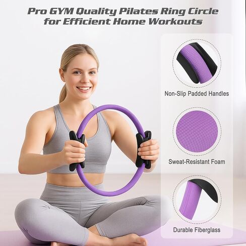 طقم Pilates Essentials للنساء المنزليين ، مجموعة الحلقة والكرة ، معدات بيلاتس للتدريبات ، 3 فرق مقاومة ، جوارب قبضة ، دائرة سحرية 14 بوصة ، كرة مائية ، معدات تمرين رائعة in Kuwait