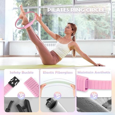 Pilates Essentials Kit for Women, 13.5" Pilates Ring and Ball Set with Resistance Bands for Home Workouts, Portable Pilates Kit with Bag & Training Poster for Full Body Exercise in Kuwait