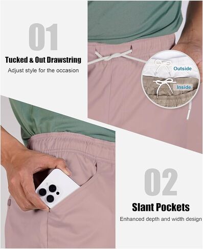 Susclude Mens Shorts Casual 9" Elastic Waist Drawstring Shorts for Men Summer Beach Sweat Shorts with Zipper Pocket in Kuwait